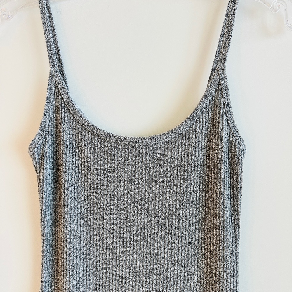 Aritzia Silver-Grey Ribbed Midi Slip Dress - Picture 2 of 8